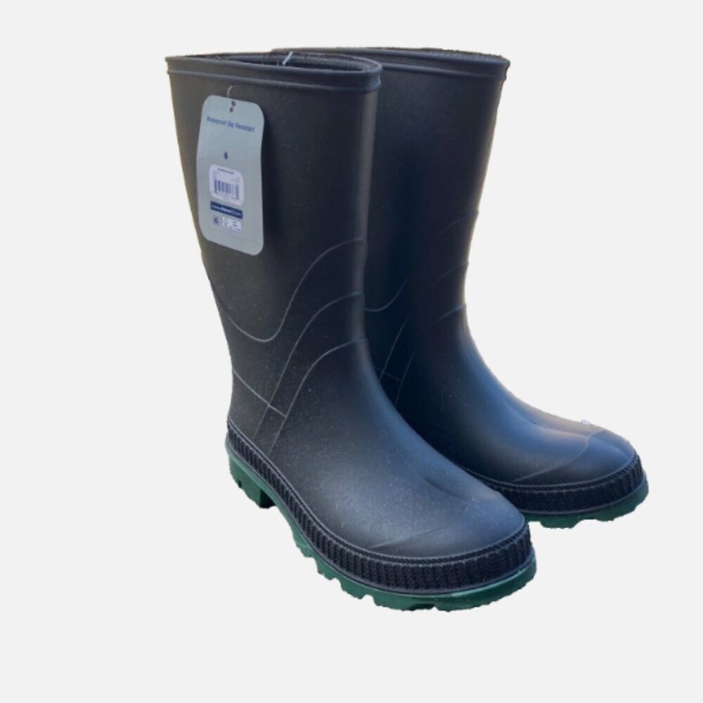 George  Women's 12" Shaft Black W Greensoles Dairy Rubber Boots